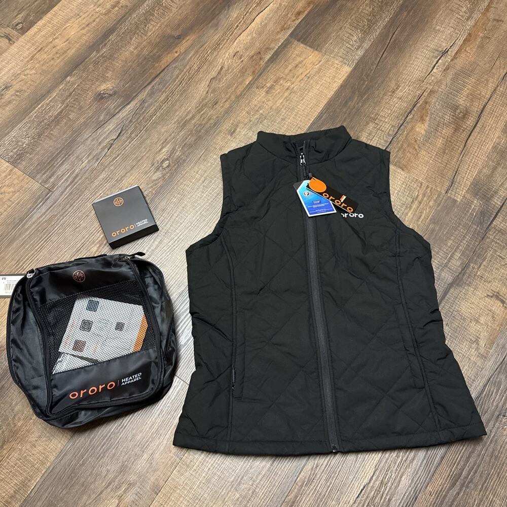 Ororo Women's Medium 4-Zone Quilted Heated Vest w/ mini 5K Battery Black
